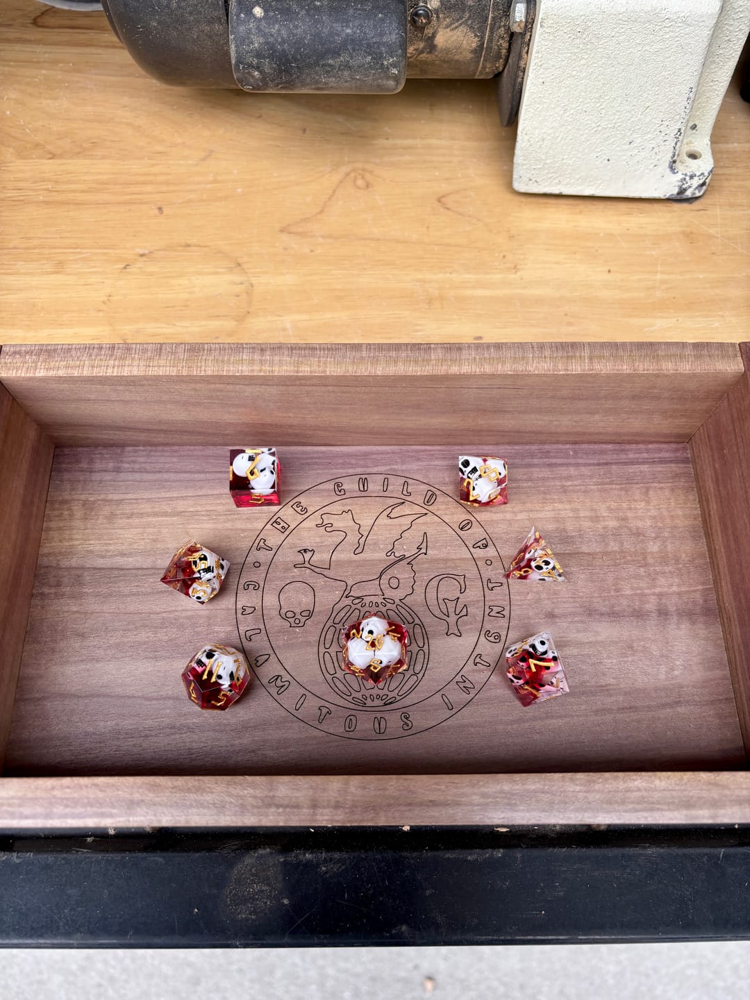 Customer photo review of Bloody Corpse Sharp-Edged Resin Dice Set