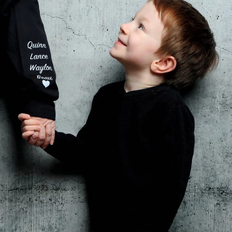 Customer photo review of Custom This Mama Wears Her Heart on Her Sleeve Sweatshirt