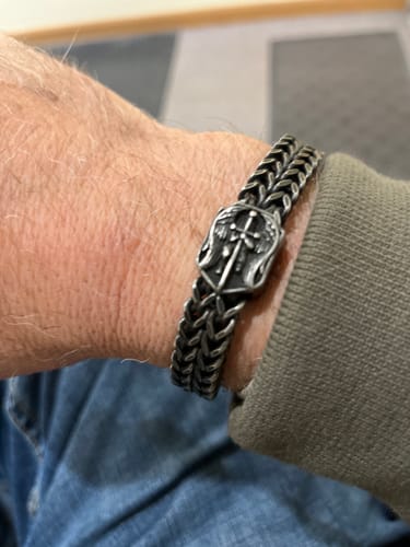 Customer photo review of St. Michael Defend Us Bracelet - Helps Pair Veterans With A Service Dog Or Shelter Dog