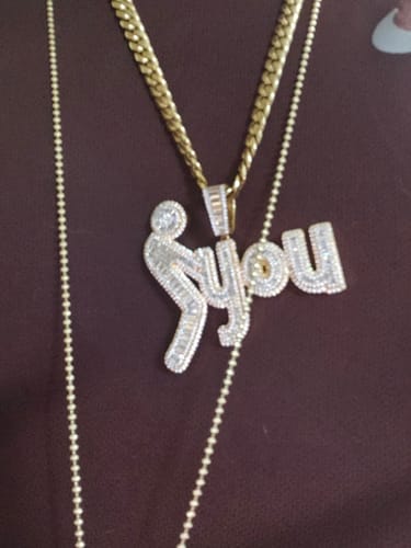 Customer photo review of F You Baguette CZ Hip Hop Bling Bling Pendant