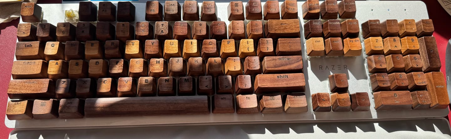 Customer photo review of American Black Walnut Keyboard Keycaps