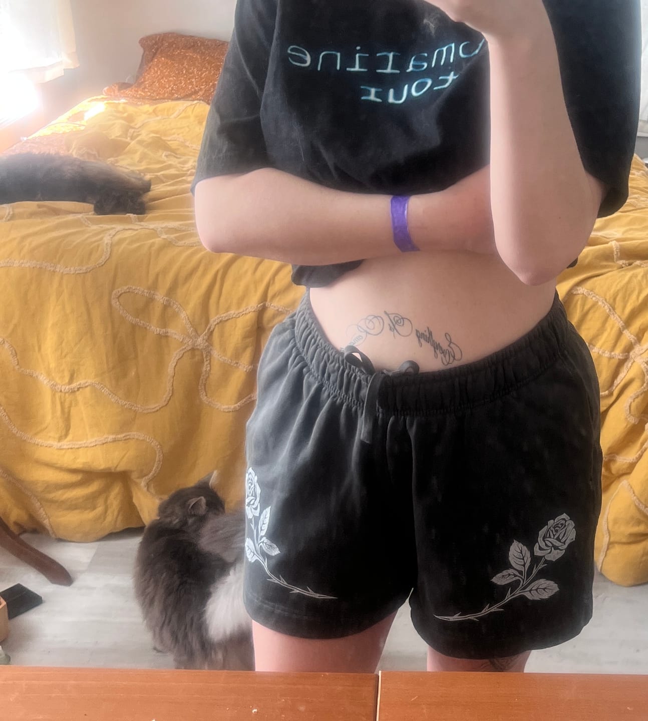 Customer photo review of Rose Relaxed Faded Track Shorts