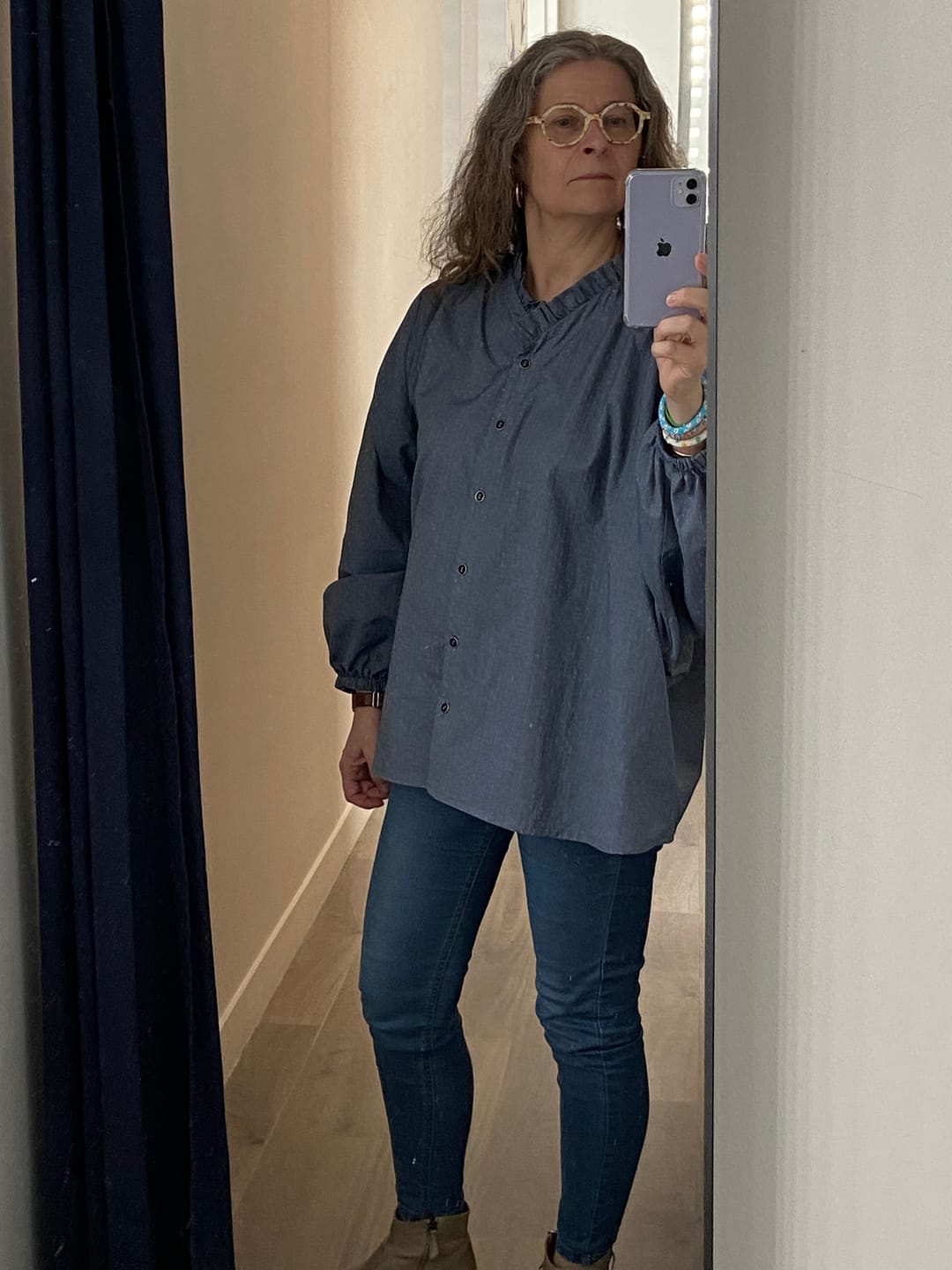 Customer photo review of Blouse Miléna - armuré de coton jean plumetis blanc
