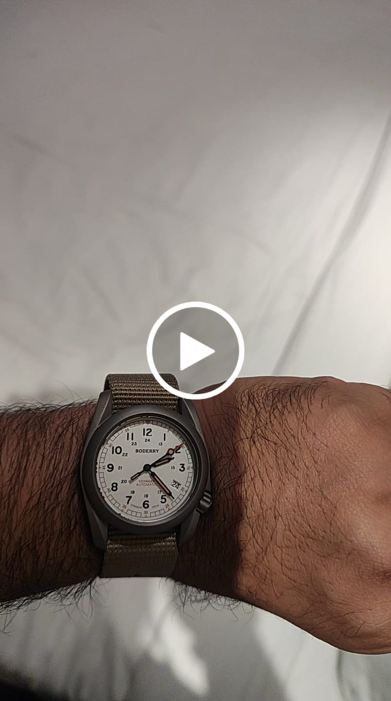 Customer video review of VOYAGER - 100M Waterproof Titanium Automatic Field Watch | Volcanic Gray-Day,Date