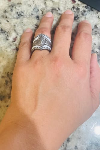 Customer photo review of Rinfit Silicone Rings for Women - Marquise with 4 Stackable Rings - Silicone Diamond Rings Wedding Bands Women