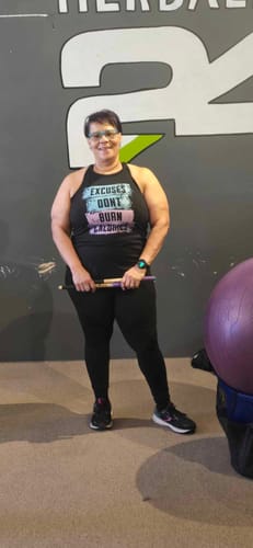 Customer photo review of I'm nicer than my face looks Rocker Tank Top