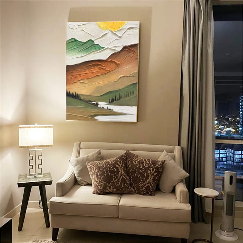 Customer photo review of Colorful Mountain Textured Abstract Painting #MT002