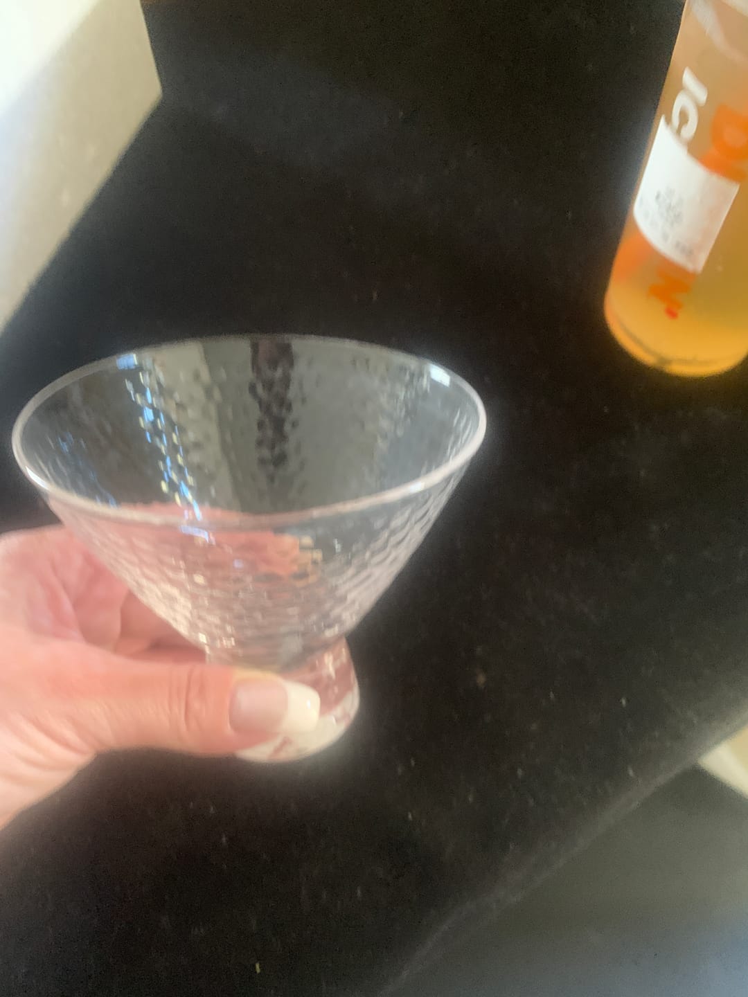 Customer photo review of Clear Hammered Cocktail Martini Glasses - 8.5oz (Set of 2,4, or 6)