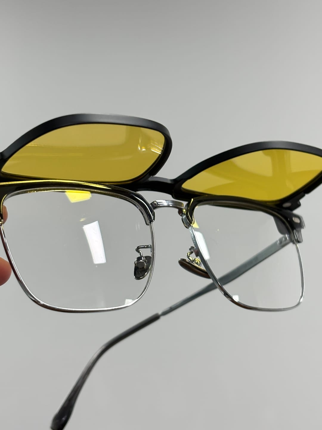 Customer photo review of George | Browline Flip-up Magnetic Clip-on Eyeglasses Sunglasses | ZanyLen Best Sellers