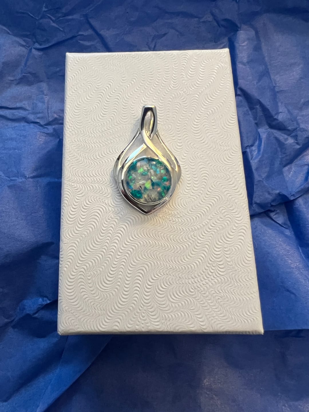 Customer photo review of Celtic Drop Cremation Pendant