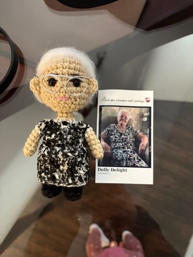Customer photo review of Dolly® Personalized Crochet Doll with Photo Card