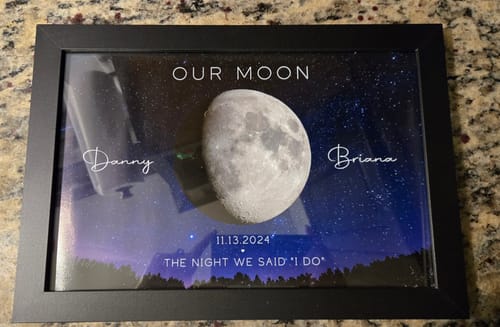 Customer photo review of Our Moon Couple Gift Moon Phase Art Anniversary for Wife, Gift for Husband Wedding Anniversary - Personalized Poster - Gift For Husband Dad Grandpa