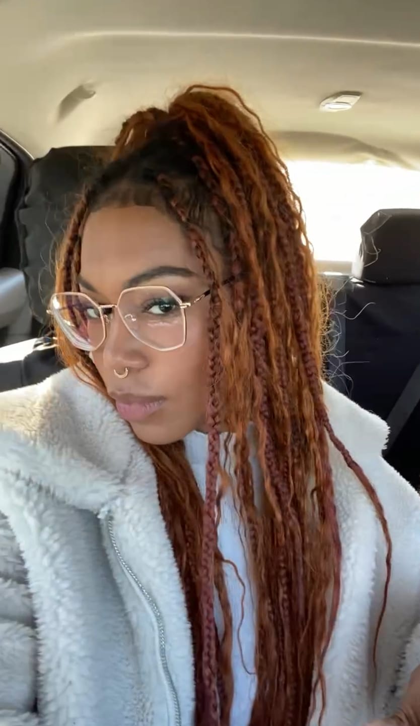 Customer photo review of #350 Flaming Ginger Deep Wave Bulk Hair Extensions for Braiding