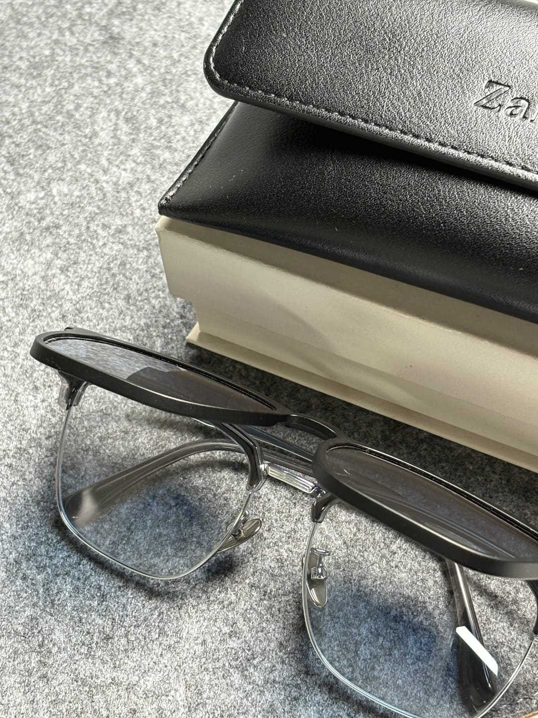Customer photo review of George | Browline Flip-up Magnetic Clip-on Eyeglasses Sunglasses | ZanyLen Best Sellers