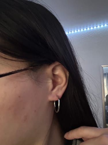 Customer photo review of My Huggies Hoop Earrings