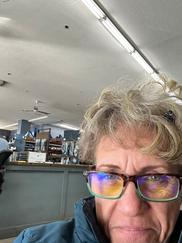 Customer photo review of Rectangle Blue Light Blocking Reading Glasses TMCG899-6