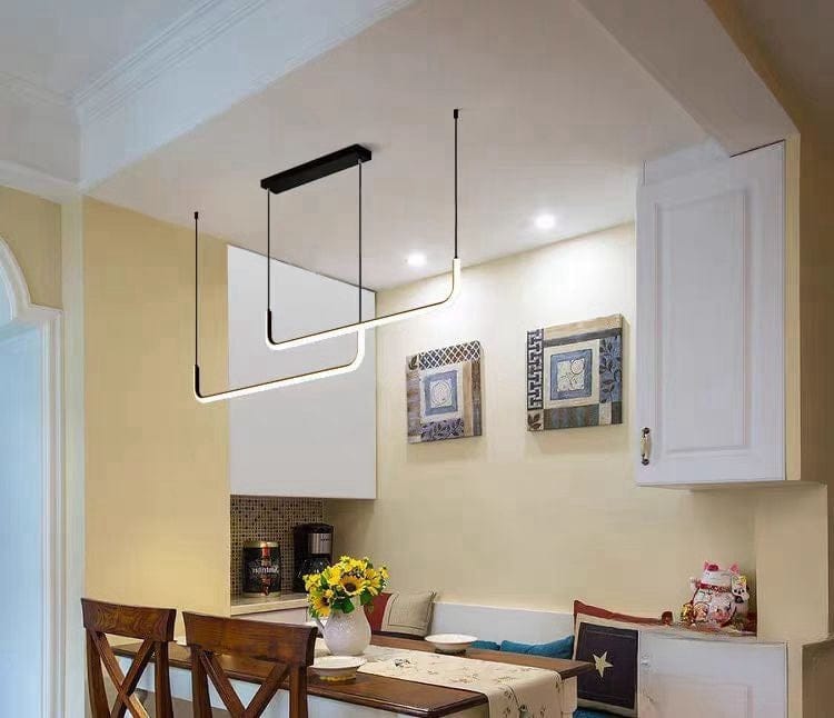 Customer photo review of GabyBerg Minimalist Modern LED Chandelier – Geometric Linear Light for Dining Room