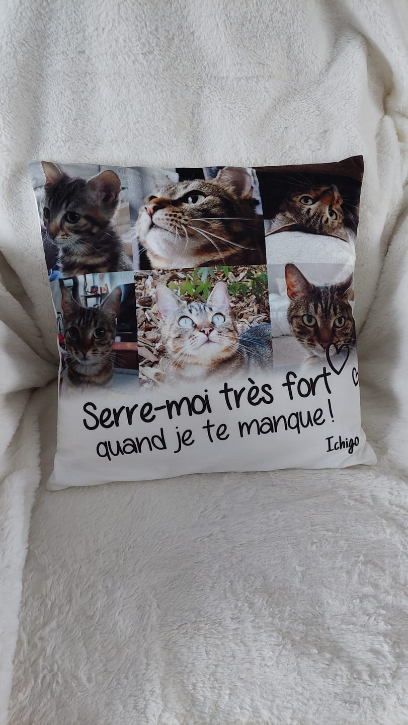 Customer photo review of Serre-moi très fort quand je te manque - Coussin personnalisé