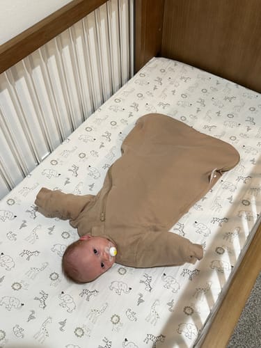 Customer photo review of Organic Cotton & Camel Wool Long Sleeve Sleep Sack 2.5 TOG - Beige