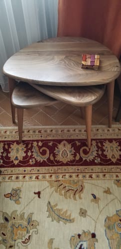 Customer photo review of 3'lü Zigon Sehpa Takımı - Ceviz Ağacı (Ercol Stil)