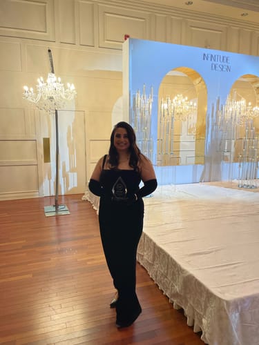 Customer photo review of Domino Gown in Black by Black Halo - RENTAL