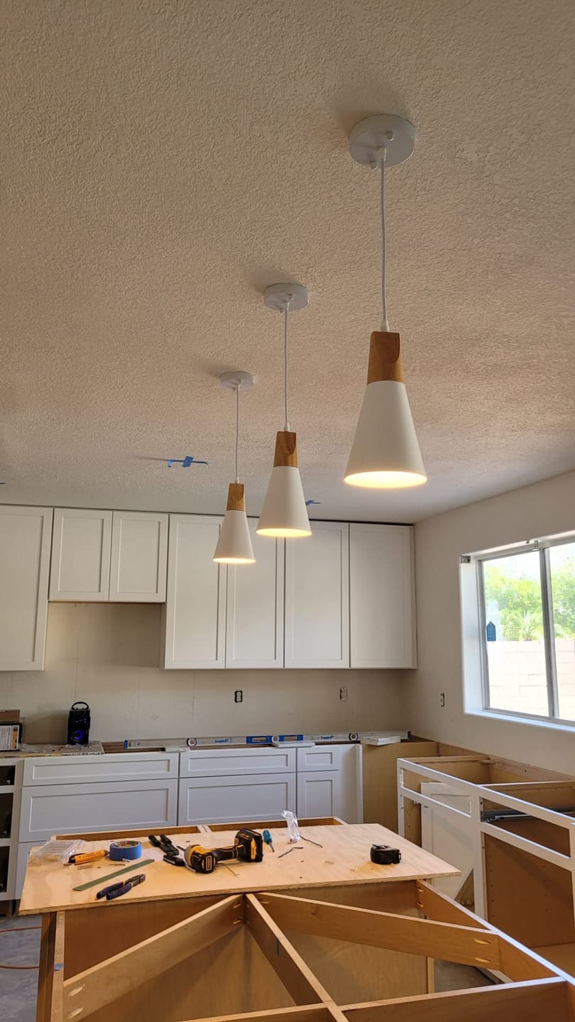 Customer photo review of Nordic Macaron Wood Cone Pendant Light