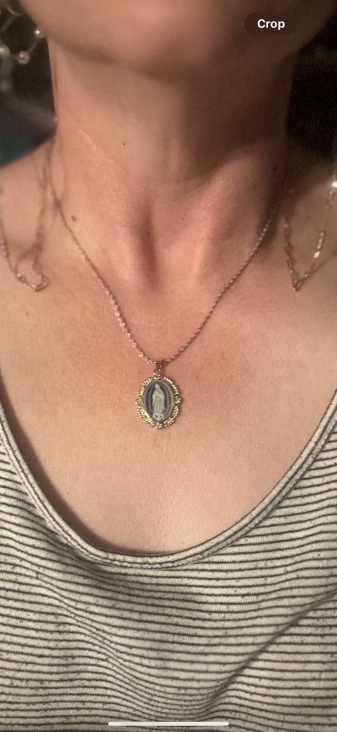 Customer photo review of French Blue Cameo Mary Necklace