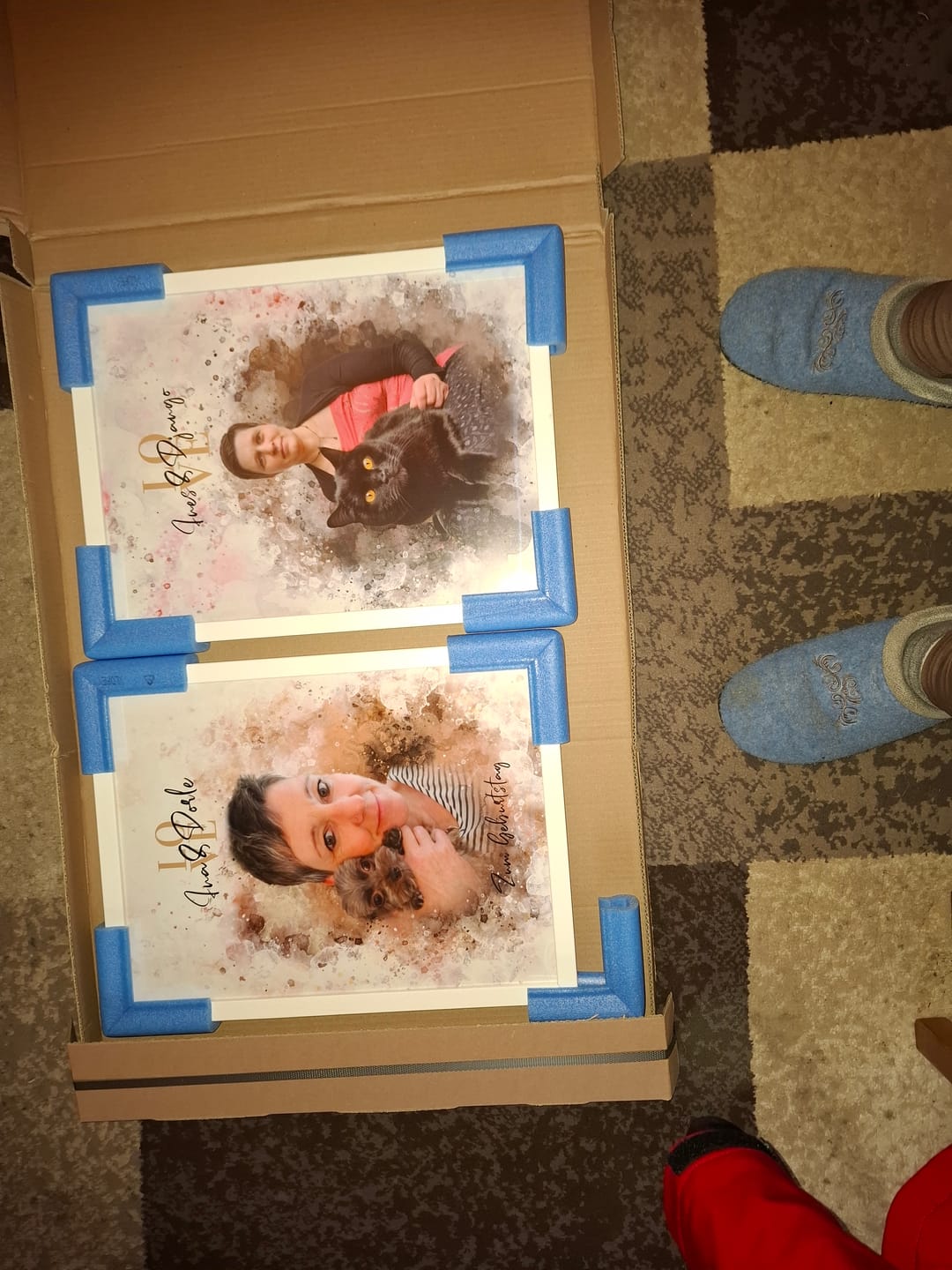 Customer photo review of Personalisiertes Portrait Poster und Leinwand - Aquarell Stil