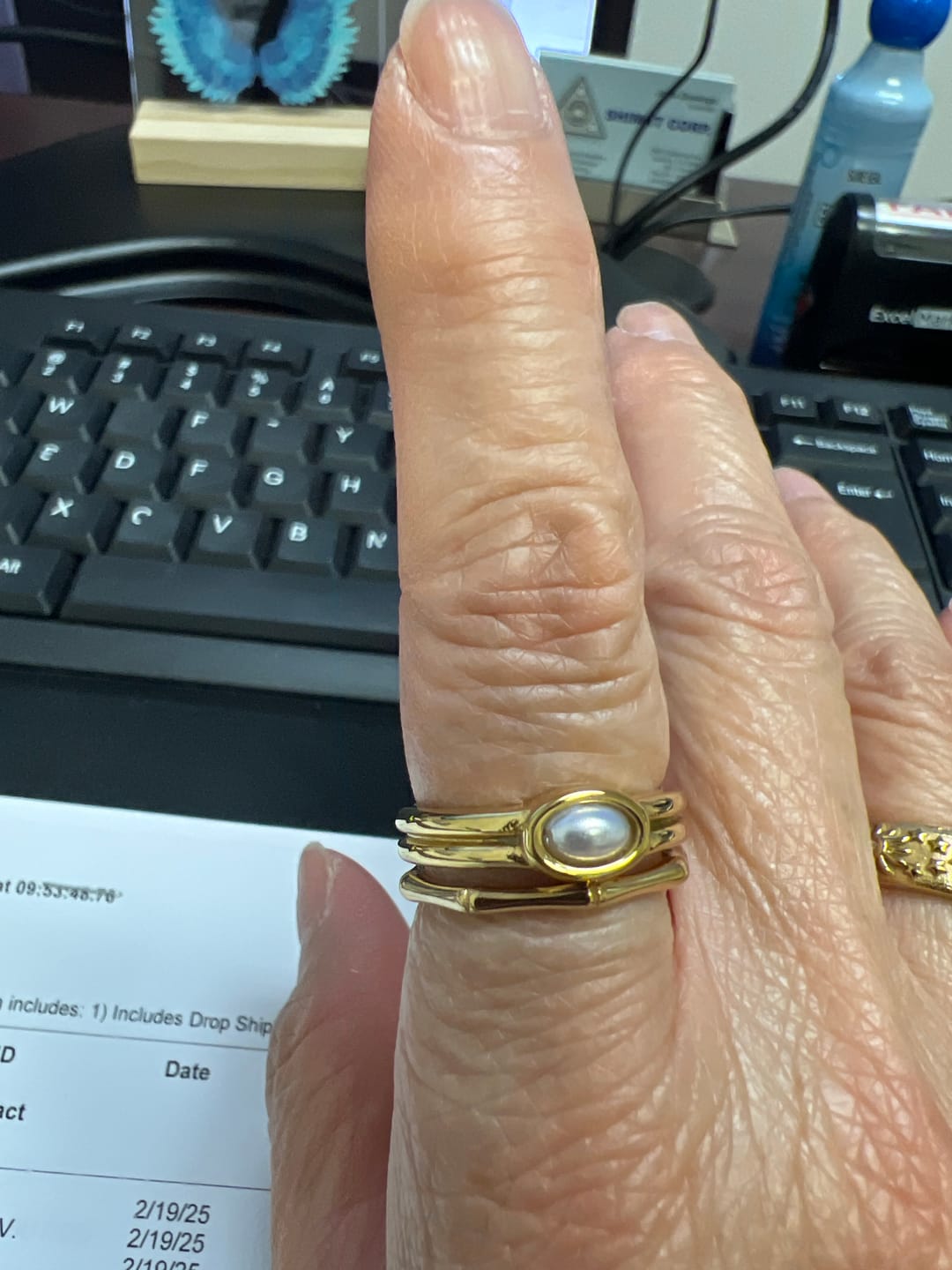 Customer photo review of Chunky Pearl 18K Gold Ring