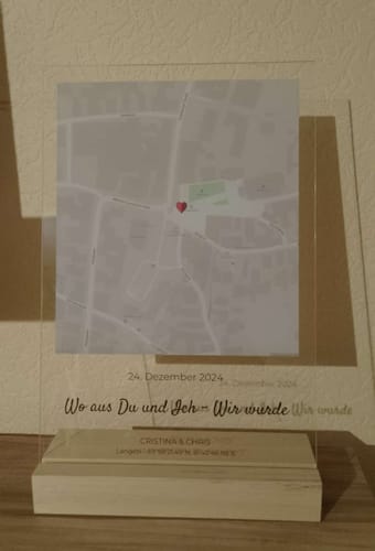 Kundenbewertung mit Foto zu "Unser Ereignis" - Personalisierte Acryltafel