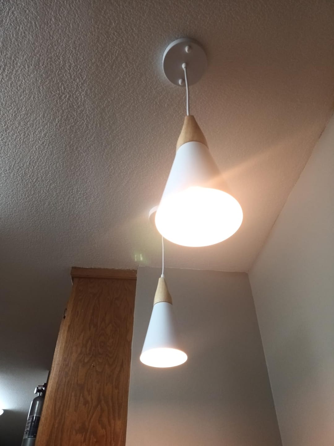 Customer photo review of Nordic Macaron Wood Cone Pendant Light