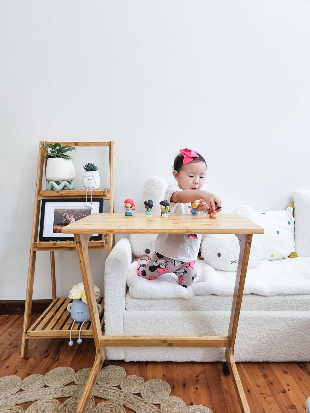 Customer photo review of Bamboo TV Tray Table with Wheels (Z Shape)