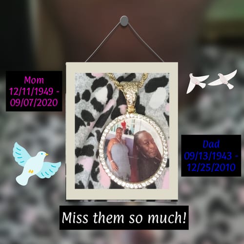 Customer photo review of Diamond Studded Angel Wing Photo Necklace