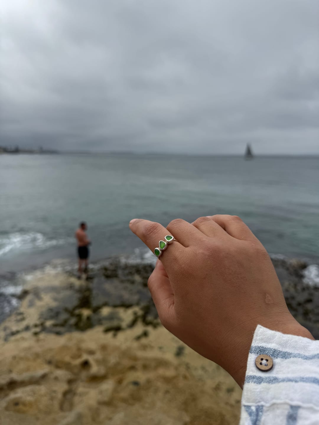 Customer photo review of Sea Glass Sun Necklace - Gold Vermeil