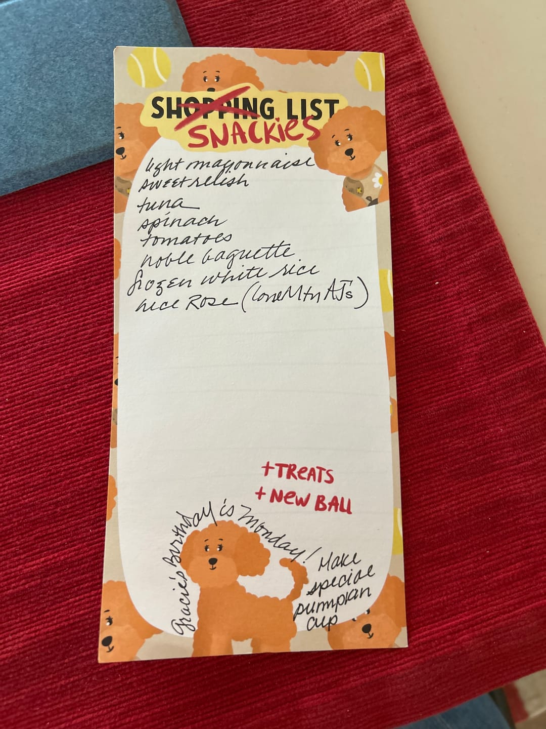 Customer photo review of Snackies List