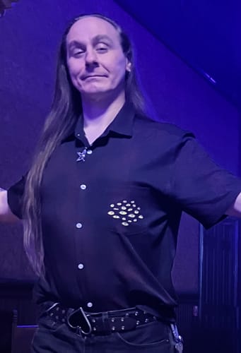 Customer photo review of Mimic Eyes Custom Pocket Dnd Button Up Shirt