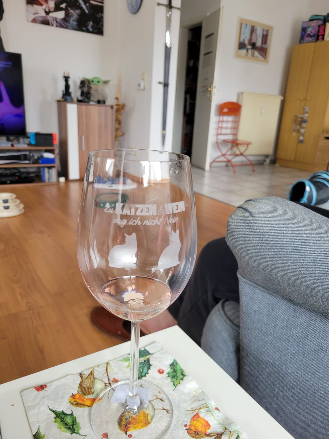 Customer photo review of Zu Katze und Wein sag ich nicht nein - Individuelles Weinglas