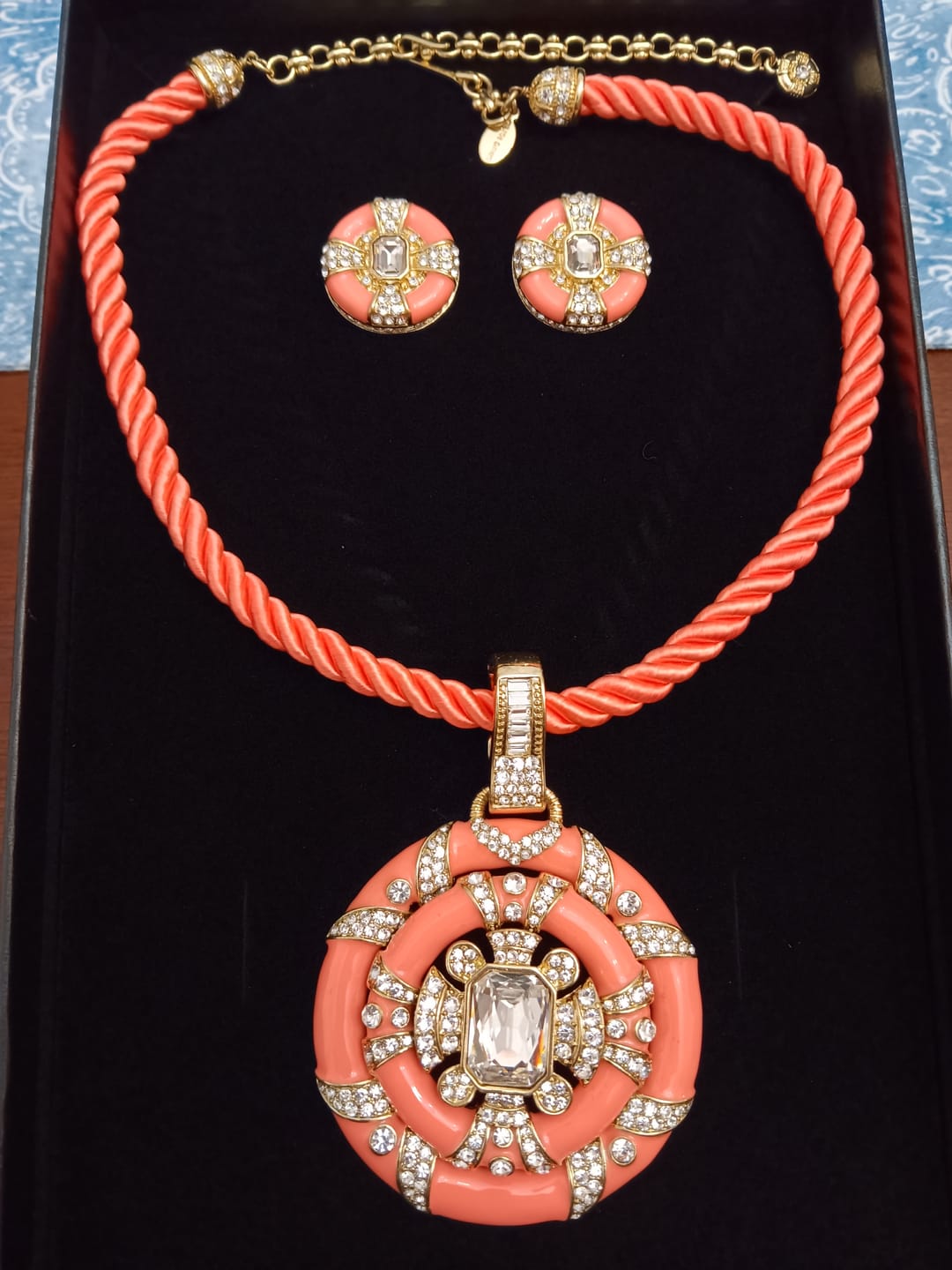 Customer photo review of HEIDI DAUS® "Newport Chic Grande" Crystal & Enamel Cord Enhancer Deco Necklace