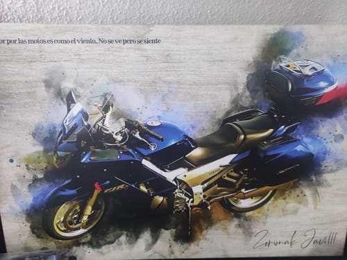 Customer photo review of Foto de tu moto en acuarela | Regalo personalizable para moteros