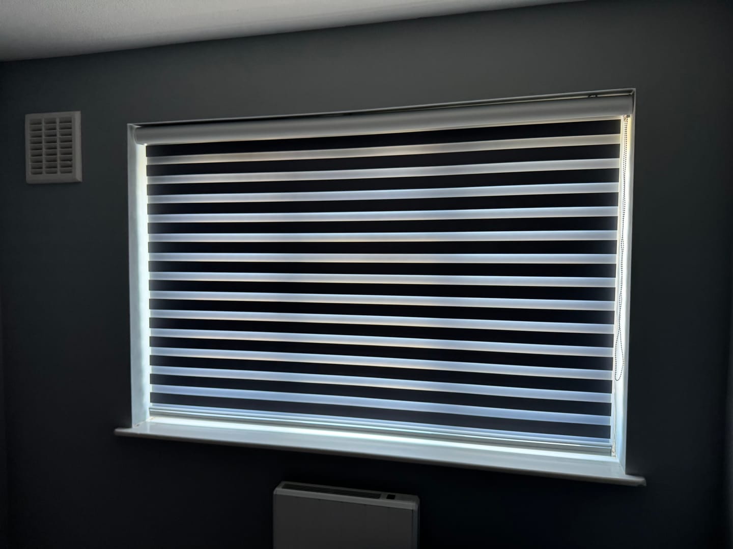 Customer photo review of Blackout Delicacy Folkstone Gray Day & Night Blinds