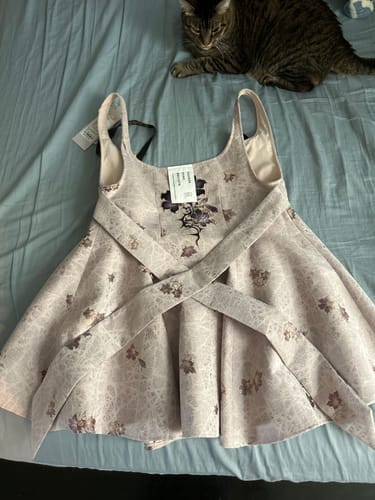 Customer photo review of Bouquet in the Mirror 镜中花 Modern Ming Neo Chinese Liling Standing Collar Top & Flared Dress Set