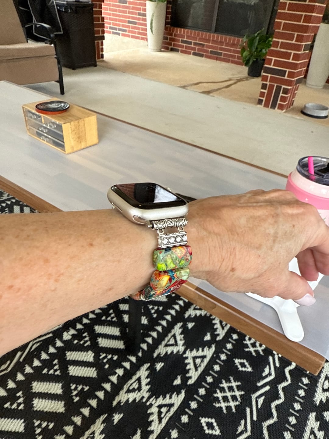 Customer photo review of Chic Flower Stretch Apple Watch Strap