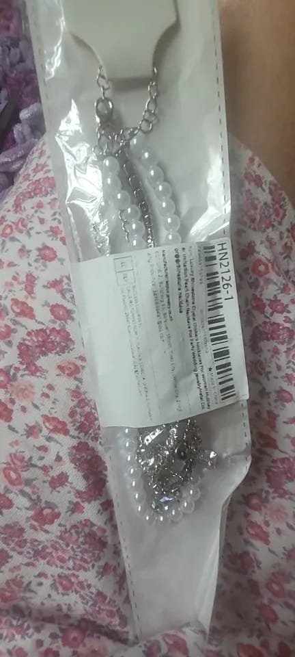 Customer photo review of Crystal Rhinestone Multilayer Pearl Choker Necklace With Delicate Cubic Zirconia Accents — White | KIMLUD