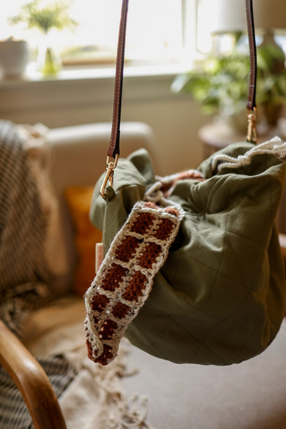 Customer photo review of Leather Bag Strap (Chocolate Brown)