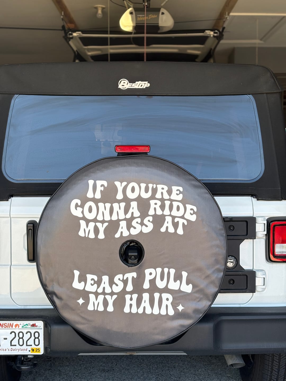 Customer photo review of Custom Spare Tire Cover for Jeep, RV, Bronco Camper, Trailer, & More