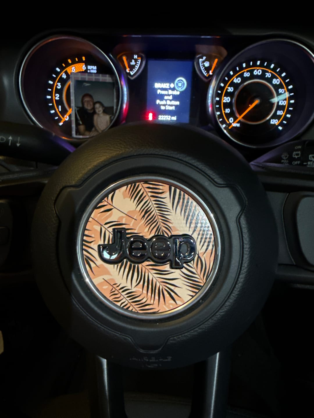 Customer photo review of Floral Steering Wheel Decal for Jeep
