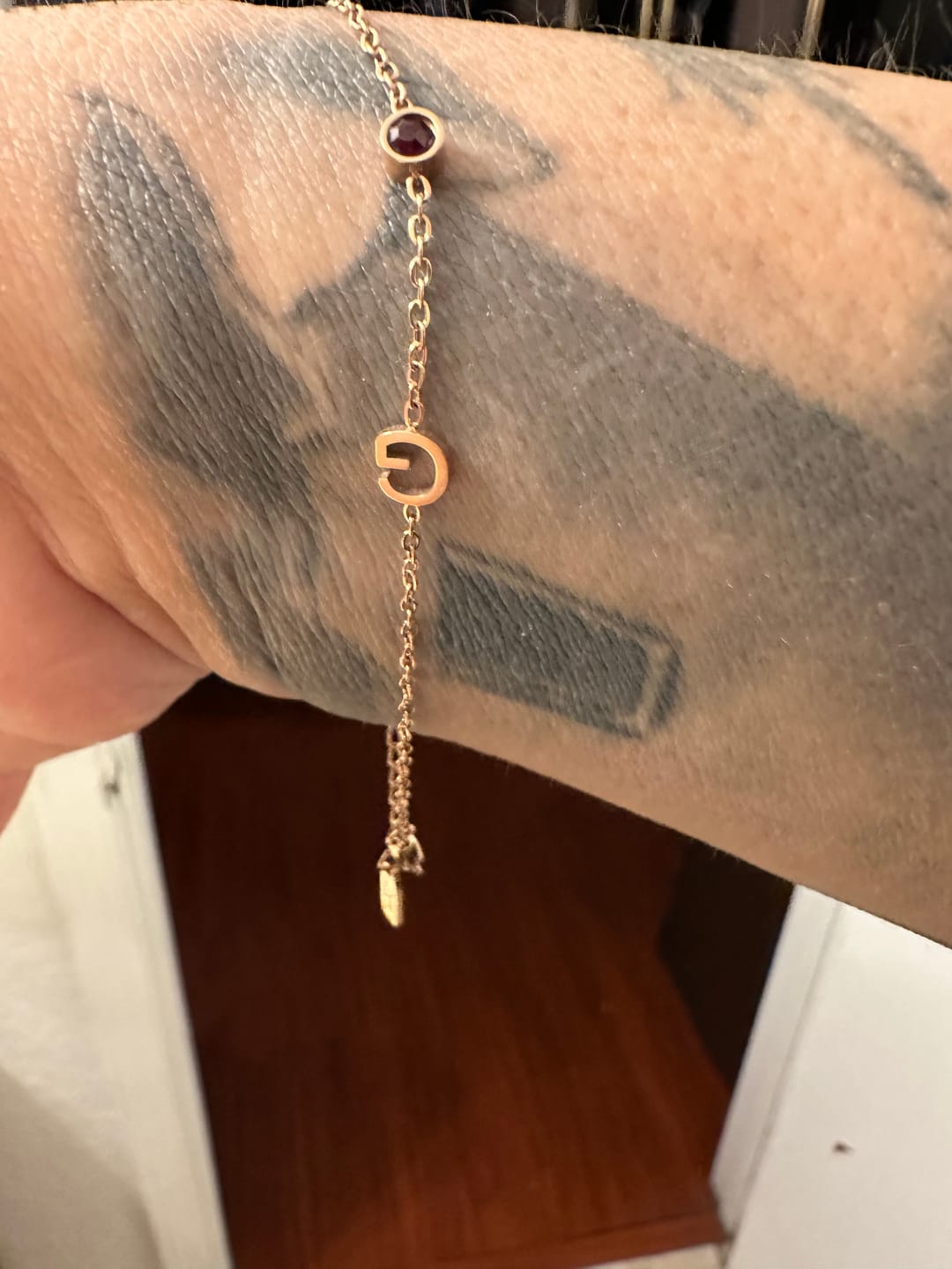 Customer photo review of Birthstone Letter Bracelet