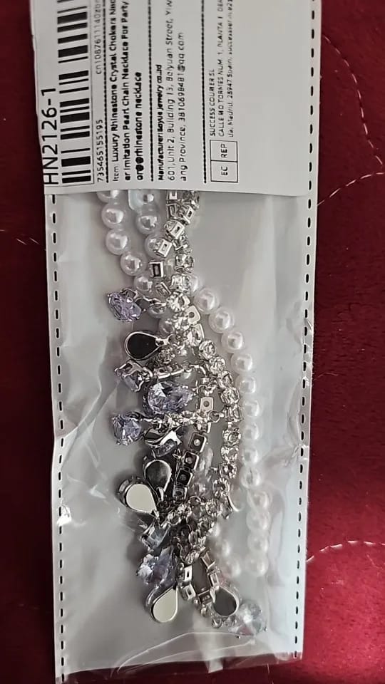 Customer photo review of Crystal Rhinestone Multilayer Pearl Choker Necklace With Delicate Cubic Zirconia Accents — White | KIMLUD