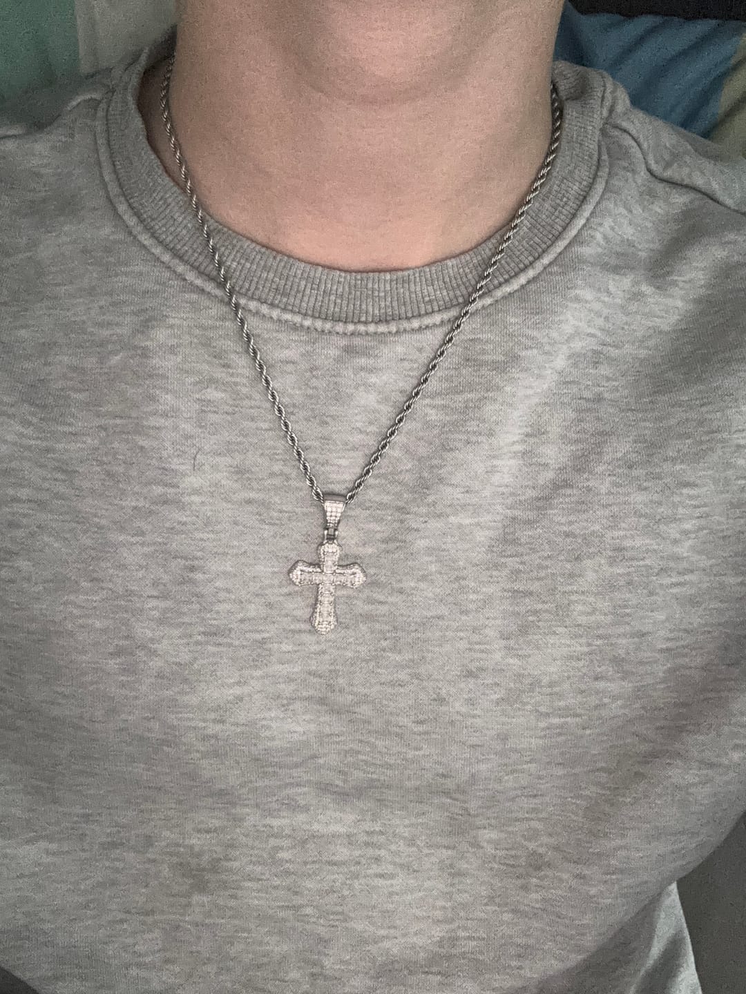 Customer photo review of FROSTY CROSS PENDANT.