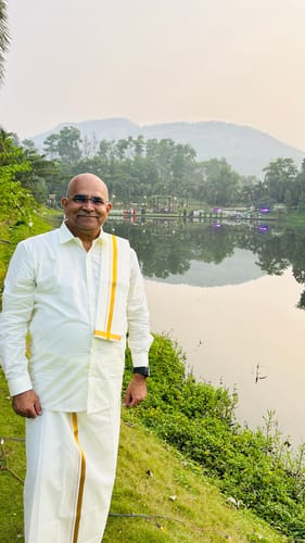 Customer photo review of Kalyanam - Cream Shirt and Jari Double Layered Dhoti With Towel 3in1 Wedding Set For Mens | Uathayam